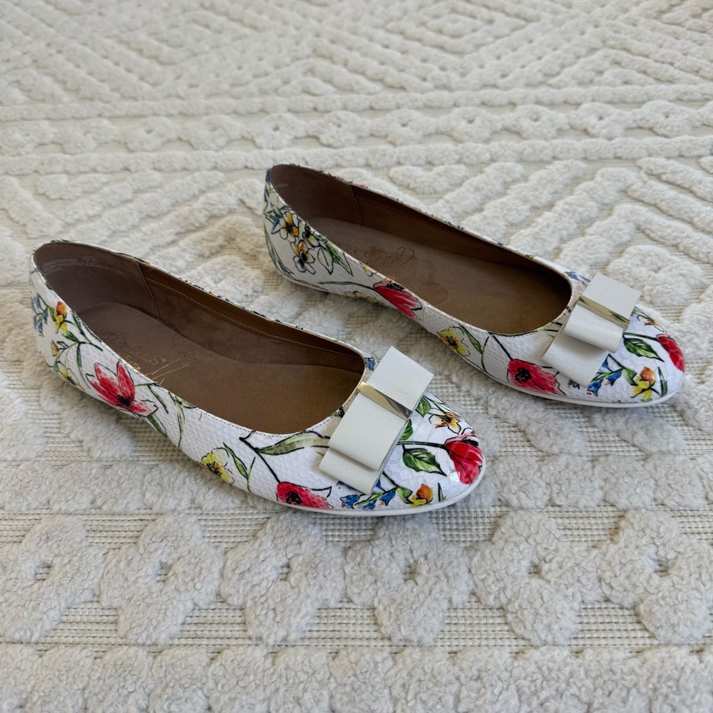 Aerosoles Floral Ballet Flats Womens 8 Bow Cottagecore Spring Garden Shoes